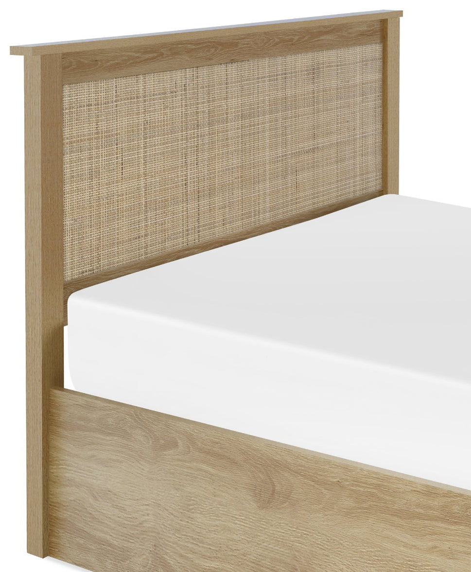 Paddy Oak Rattan King Size Ottoman Bed close up