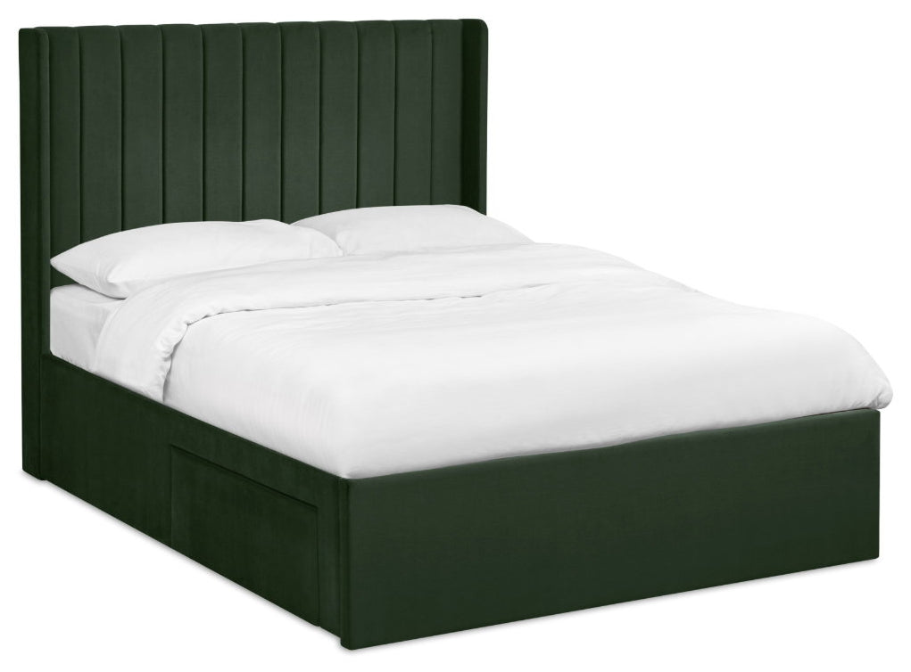 Passalacqua Bottle Green King Size Bed Frame with storage open