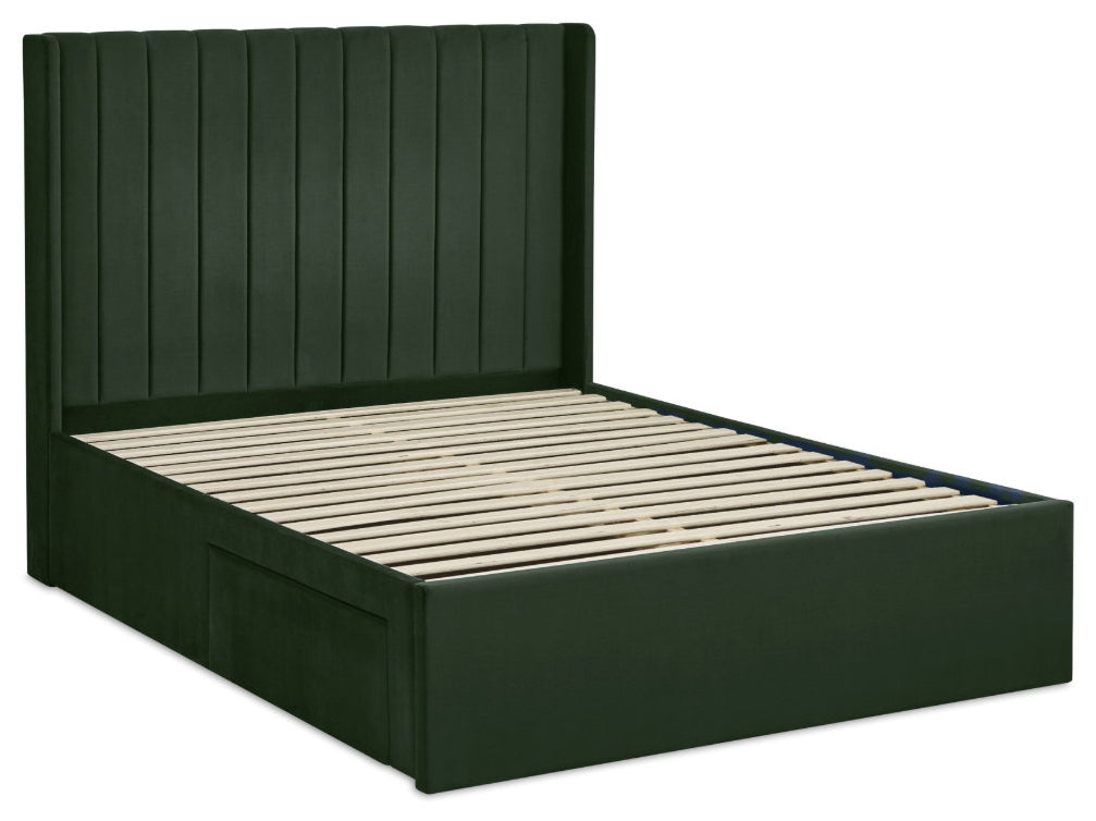 Passalacqua Bottle Green King Size Bed Frame angled view
