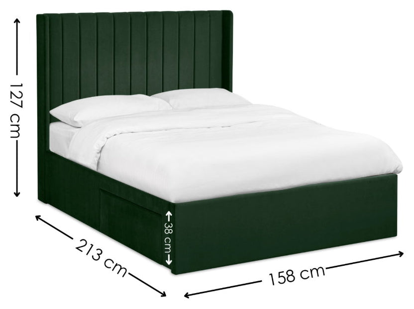 Passalacqua Bottle Green King Size Bed Frame dimensions