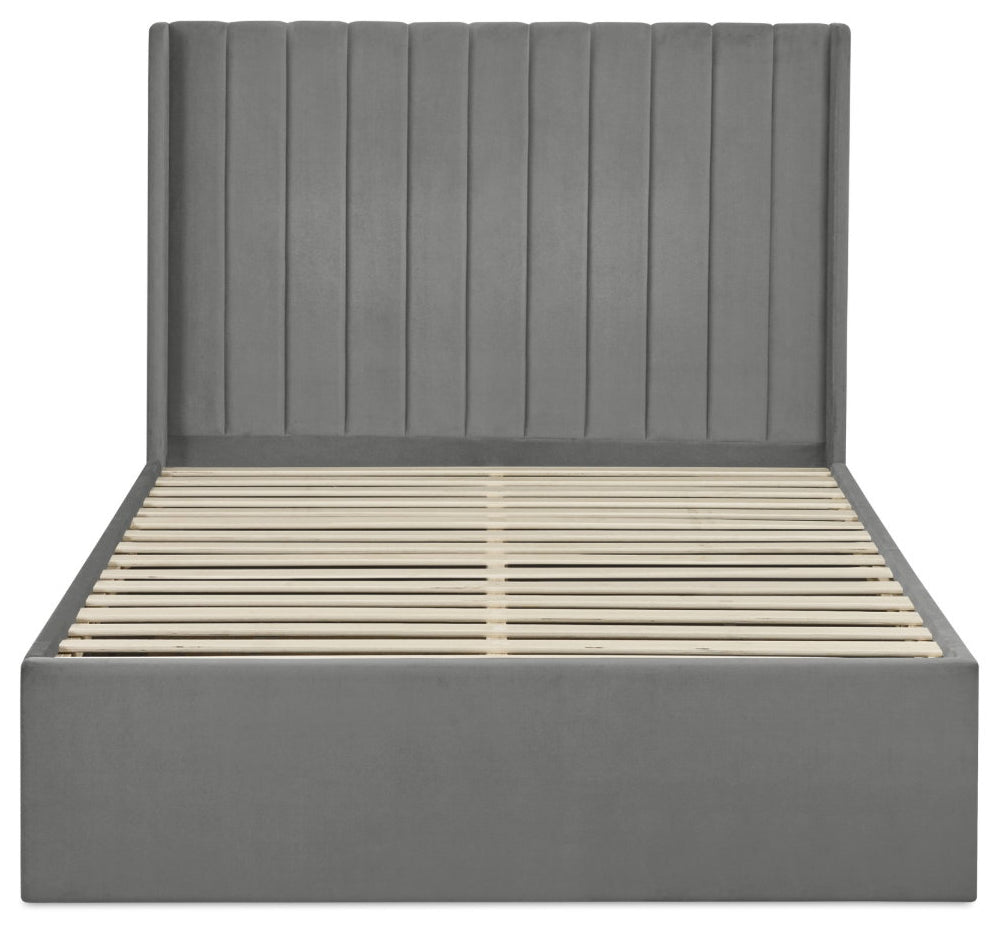 Passalacqua Steel Grey Double Bed Frame front view