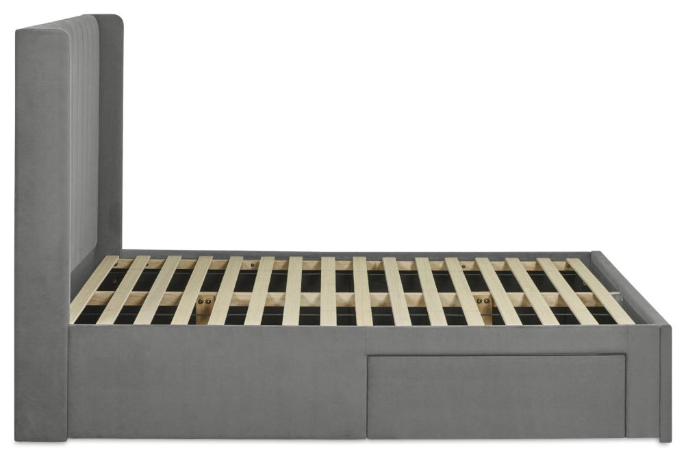 Passalacqua Steel Grey Double Bed Frame side view