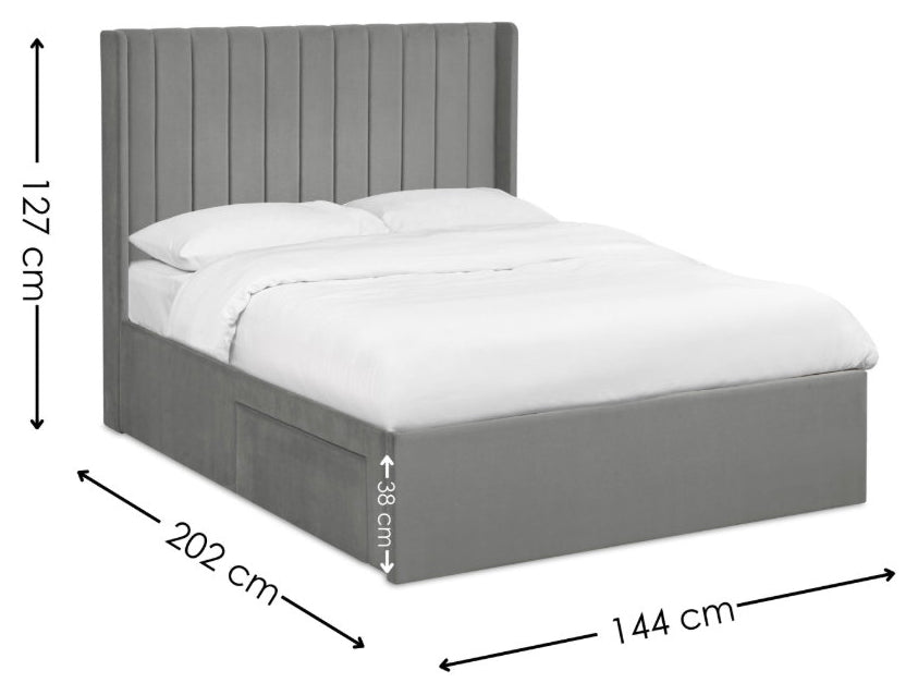 Passalacqua Steel Grey Double Bed Frame dimensions