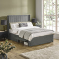 Passalacqua Steel Grey King Size Bed Frame in a bedroom