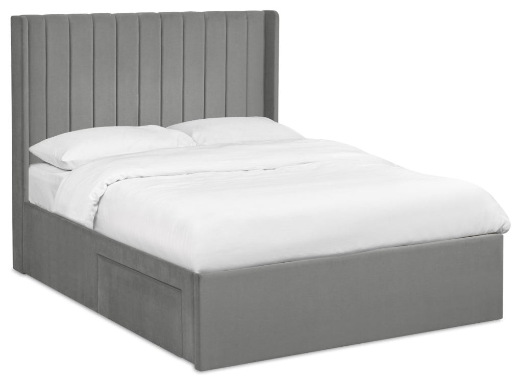 Passalacqua Steel Grey King Size Bed Frame with storage open