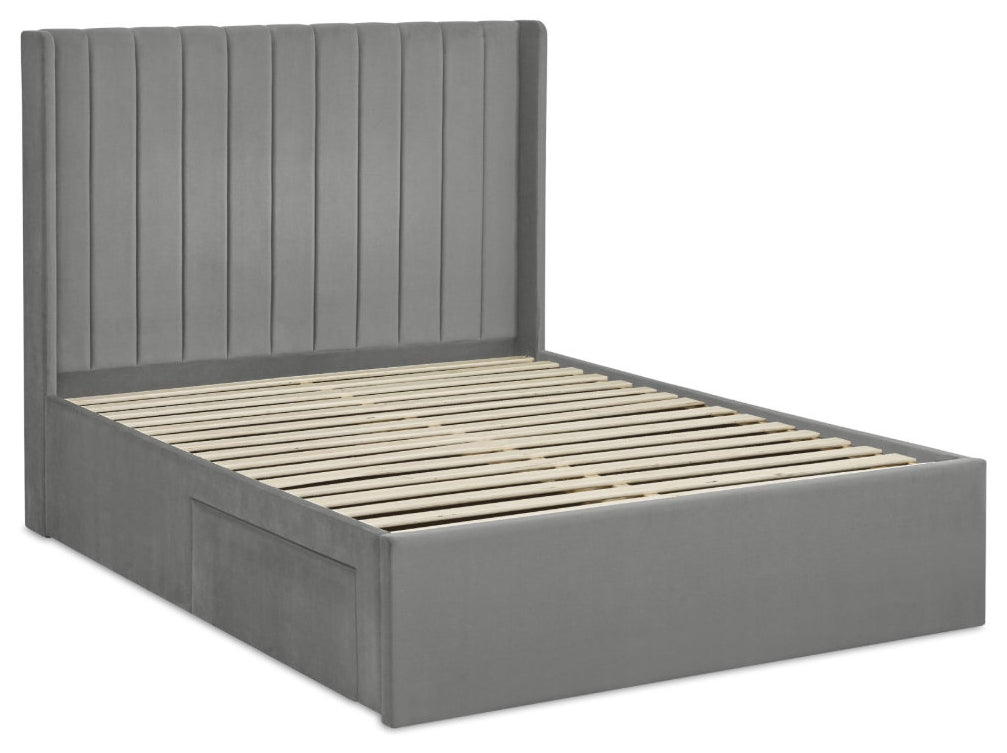 Passalacqua Steel Grey King Size Bed Frame angled view
