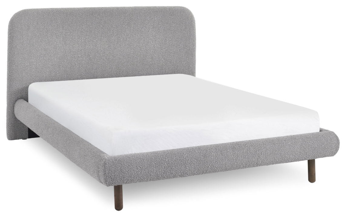 Patina Grey Boucle Double Bed Frame angled view