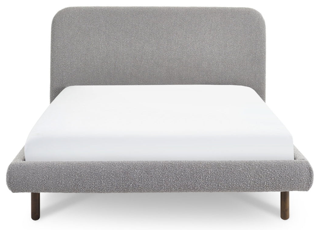 Patina Grey Boucle Double Bed Frame side view