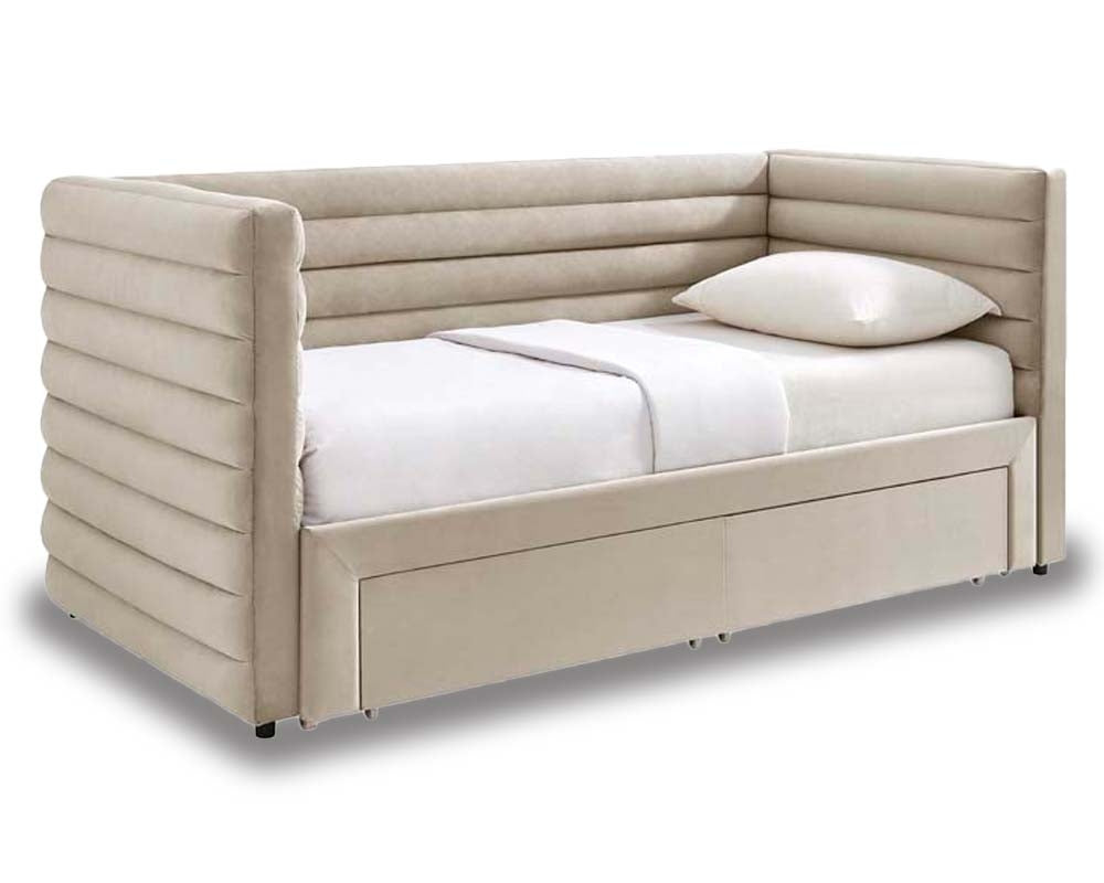 Pebble Upholstered Day Bed With Drawers