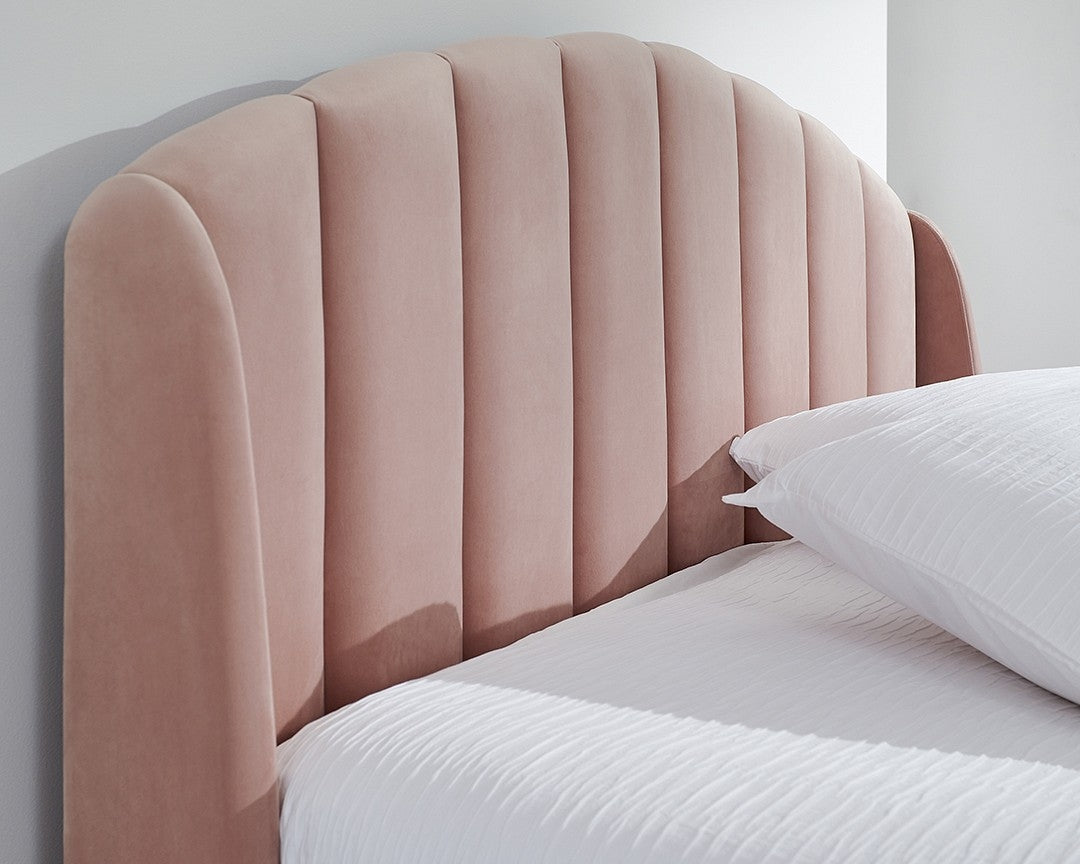 Petal Plush Pink King Size Ottoman Bed Frame