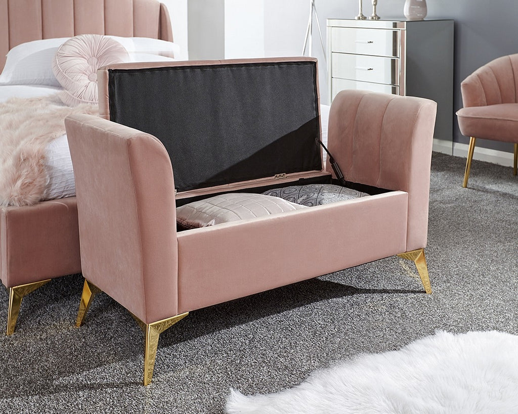 Petal Plush Pink Storage Bench