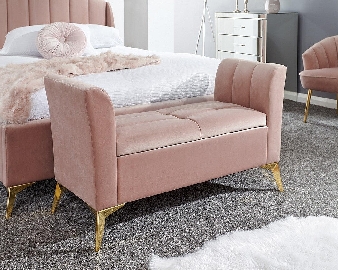 Petal Plush Pink Storage Bench