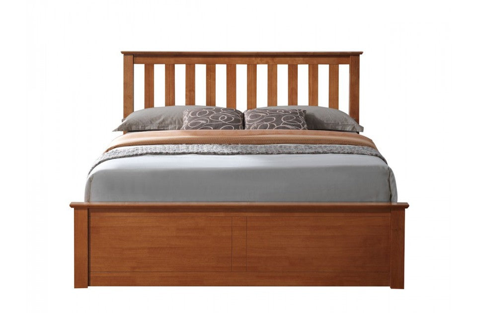 Flame Oak Three Quarter Ottoman Storage Bed Frame