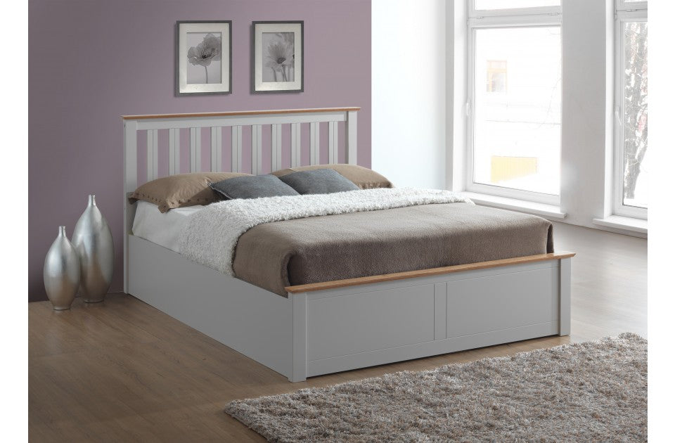 Flame Pearl Grey Three Quarter Ottoman Storage Bed Frame