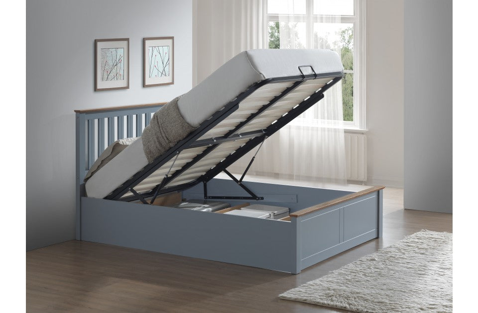 Flame Stone Grey Three Quarter Ottoman Storage Bed Frame