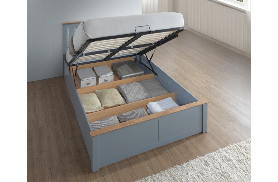 Flame Stone Grey King Size Ottoman Storage Bed Frame