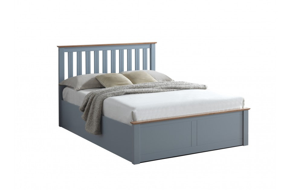 Flame Stone Grey Double Ottoman Storage Bed Frame
