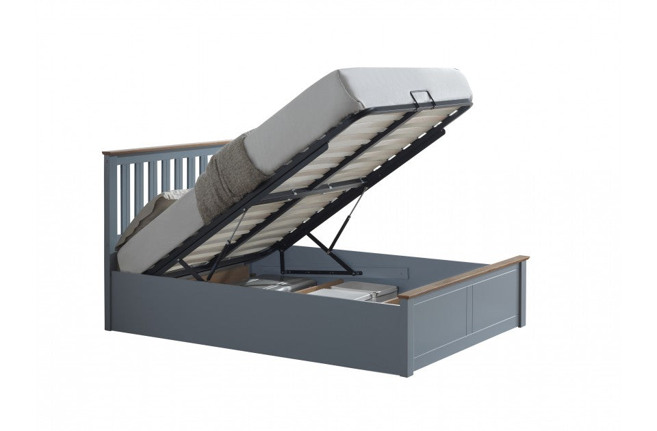 Flame Stone Grey Three Quarter Ottoman Storage Bed Frame