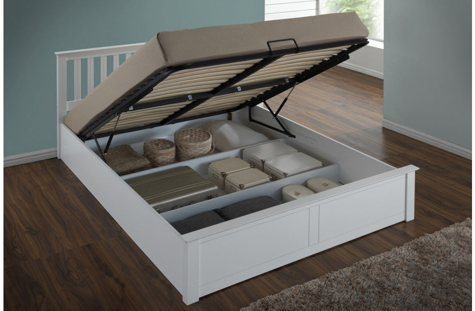 Flame White Three Quarter Ottoman Storage Bed Frame