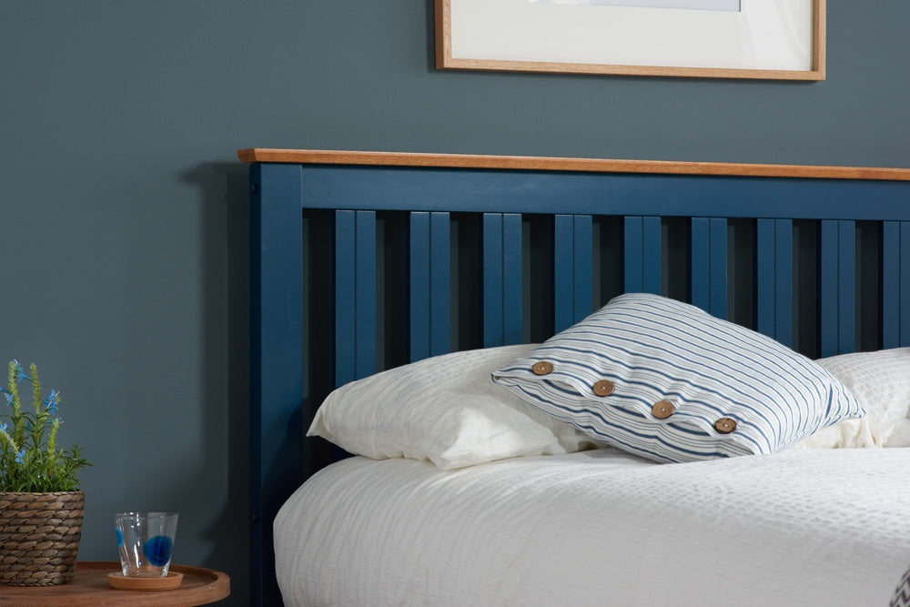 Flame Deep Blue Double Ottoman Storage Bed Frame