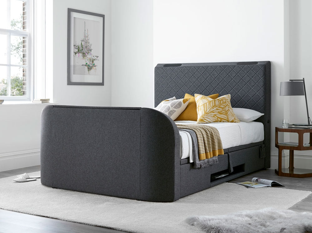 Piper Hopsack Grey King Size Ottoman TV Bed Frame