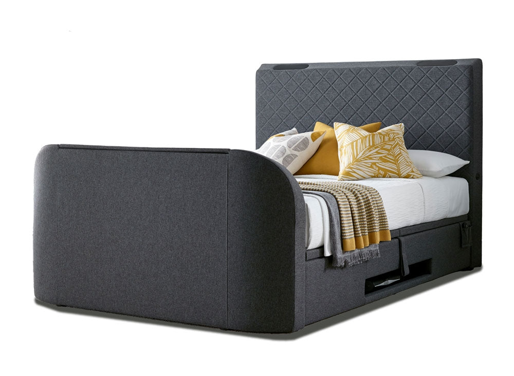 Piper Hopsack Grey King Size Ottoman TV Bed Frame