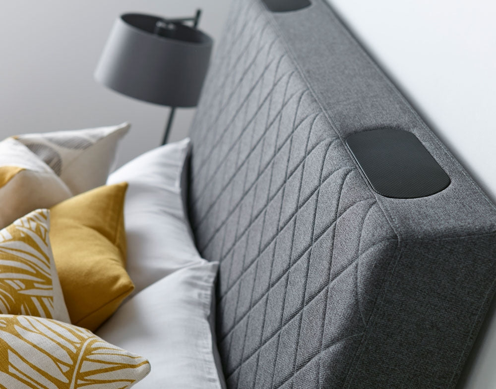 Piper Hopsack Grey Double Ottoman TV Bed Frame