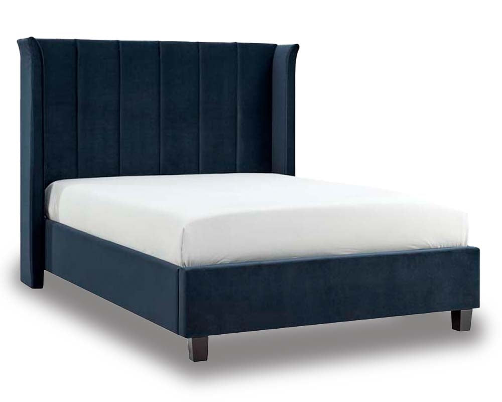 Planet Navy Blue Winged Double Bed Frame