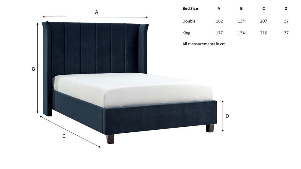 Poland Navy Blue King Size Bed Frame