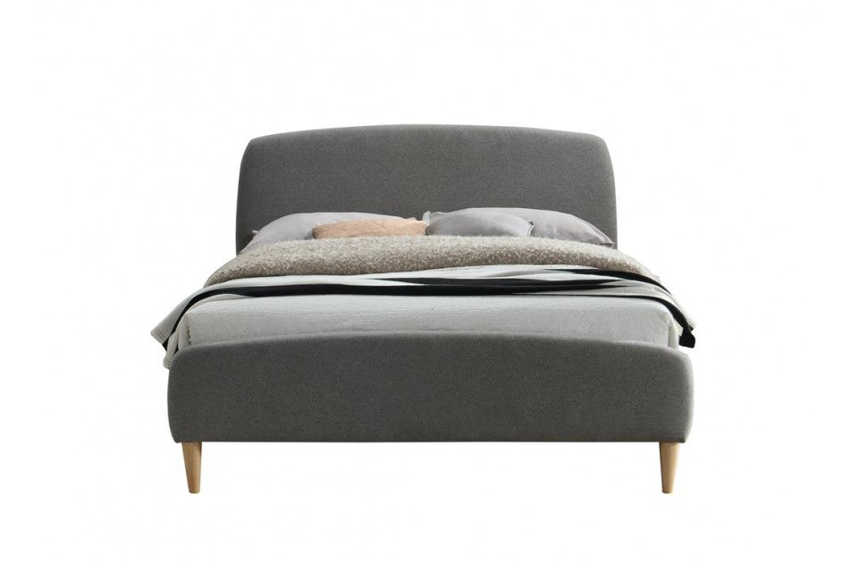 Qube Grey Fabric King Size Contemporary Bed Frame