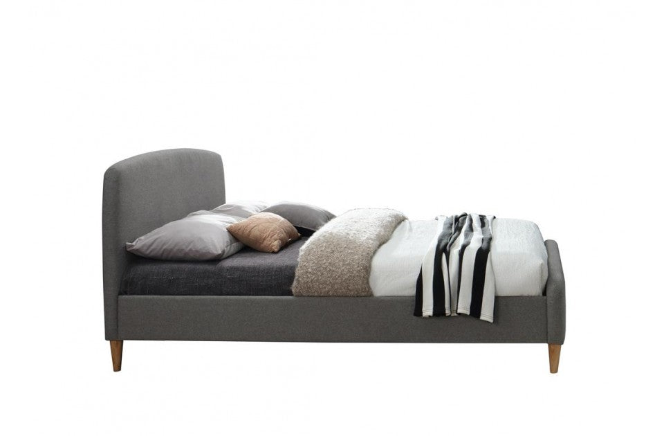 Qube Grey Fabric King Size Contemporary Bed Frame