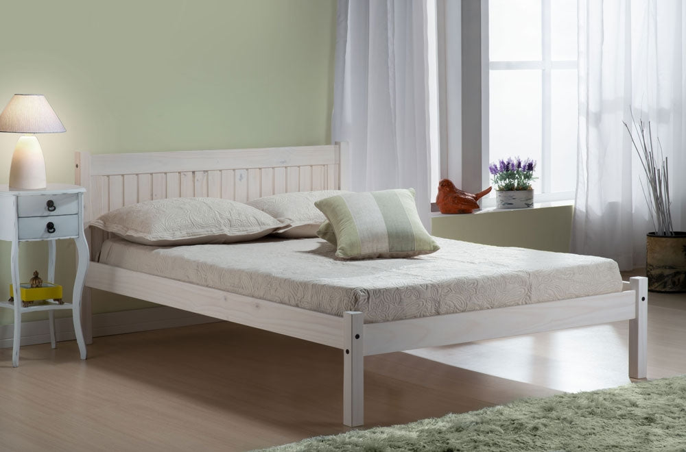 Ryan White Wash Pine Three Quarter Bed Frame