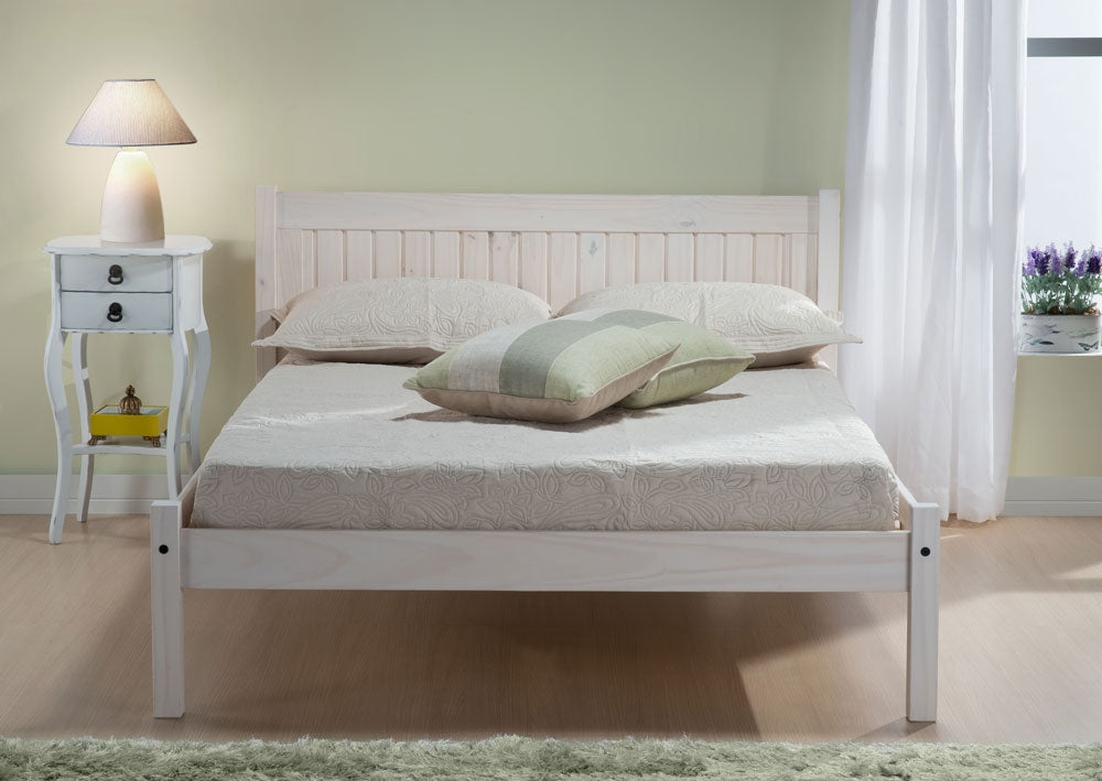 Ryan White Wash Pine Three Quarter Bed Frame