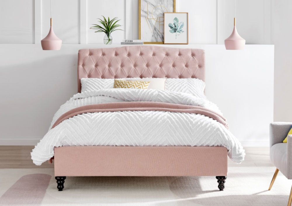 Rosemary Pink Double Bed Frame