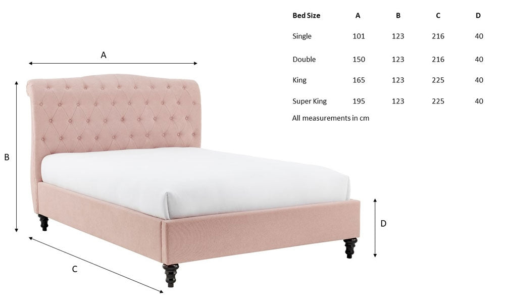 Rosemary Pink Double Bed Frame