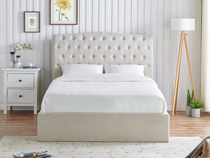 Rosemary Natural Double Ottoman Bed Frame