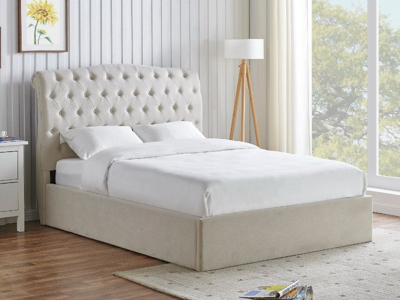 Rosemary Natural Double Ottoman Bed Frame