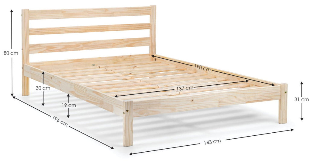Sammy Pine Double Bed Frame front view