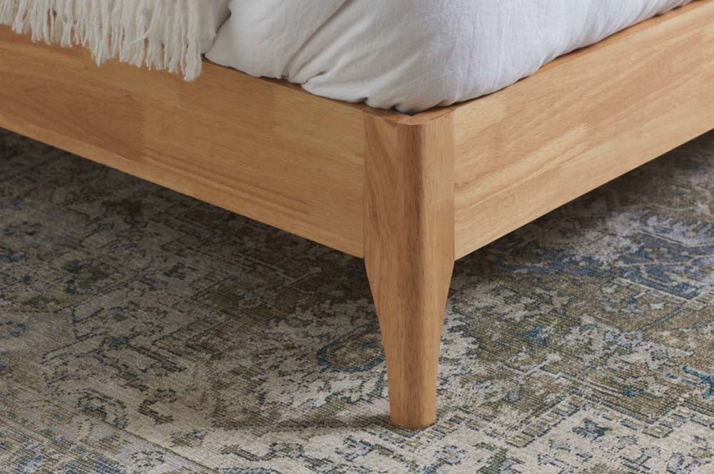 Halfren White Boucle Winged King Size Bed Frame