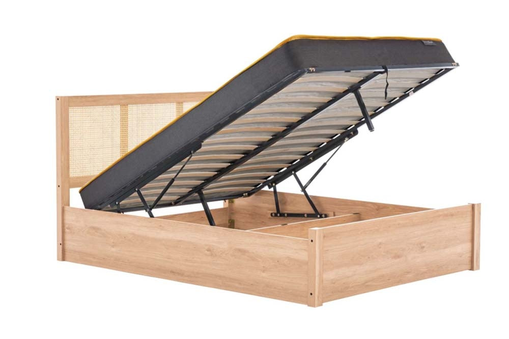 Croxon House Rattan Oak King Size Ottoman Bed Frame