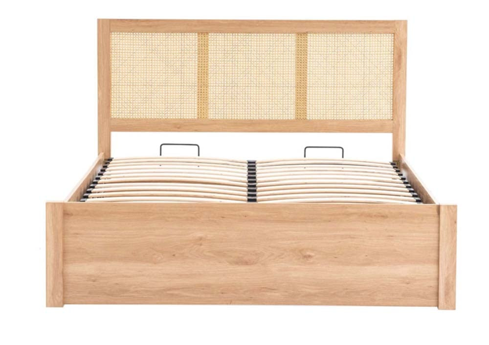Croxon House Rattan Oak King Size Ottoman Bed Frame