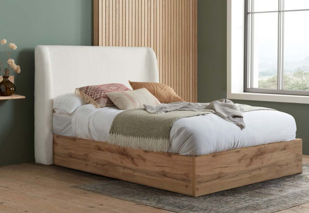 Halfren White King Size Ottoman Bed Frame