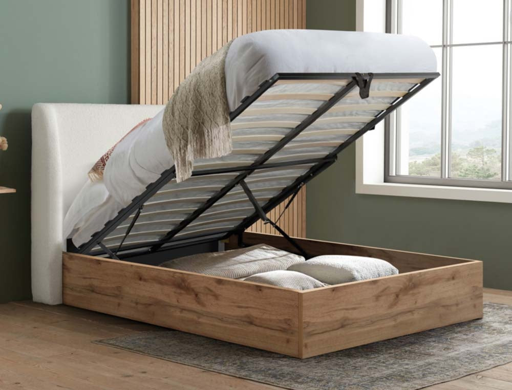 Halfren White King Size Ottoman Bed Frame