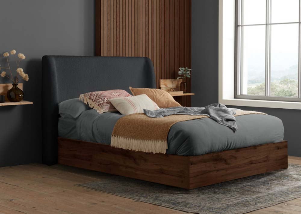 Halfren Grey King Size Ottoman Bed Frame