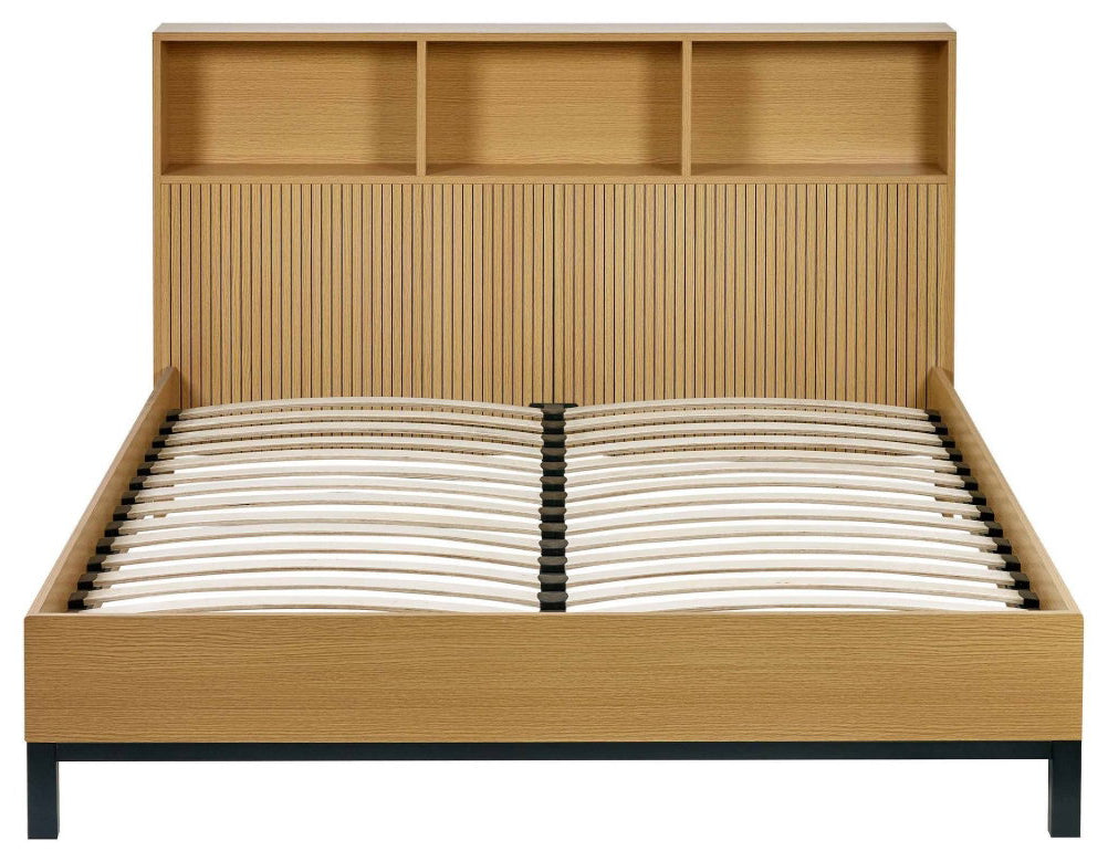 Sian Bookcase Oak Effect Double Bed Frame without mattress