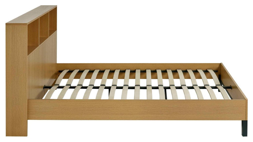 Sian Bookcase Oak Effect Double Bed Frame side view