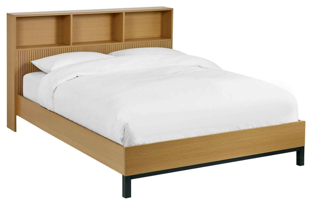 Sian Bookcase Oak Effect King Size Bed Frame angled view
