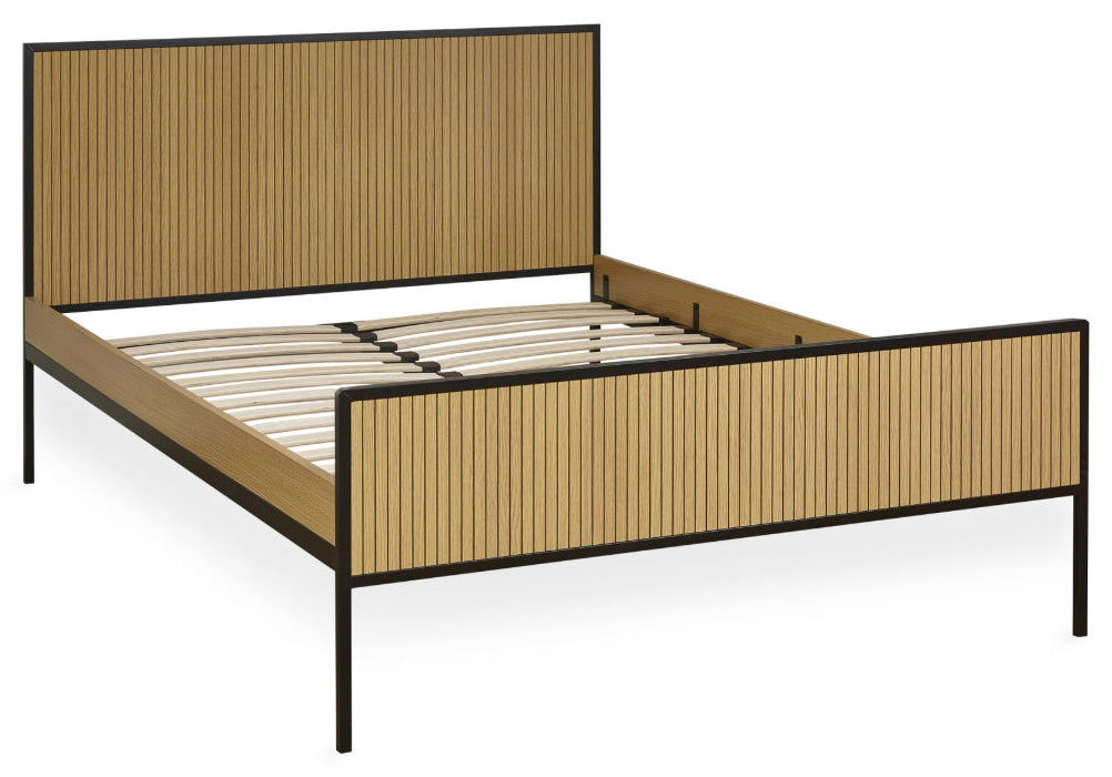 Sian Oak Effect Double Bed Frame angled view