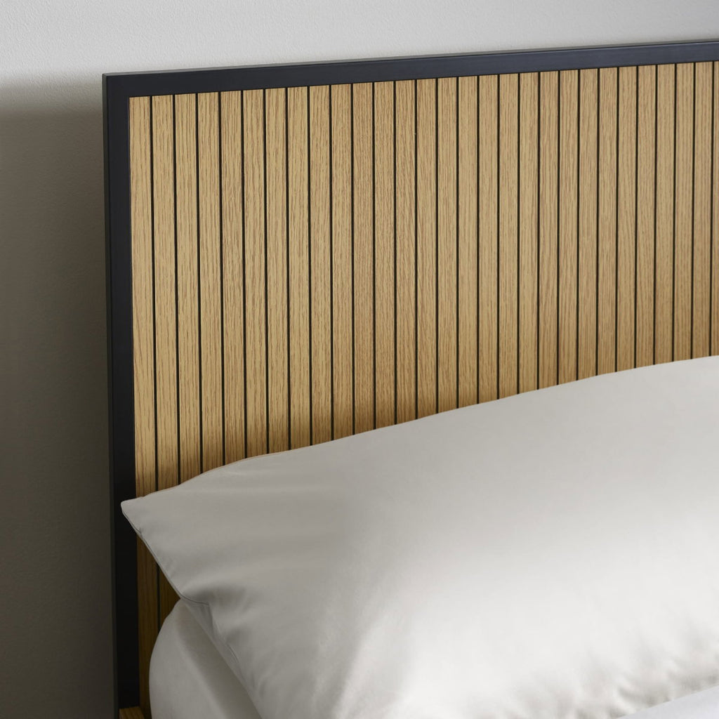 Sian grooved oak effect headboard detail