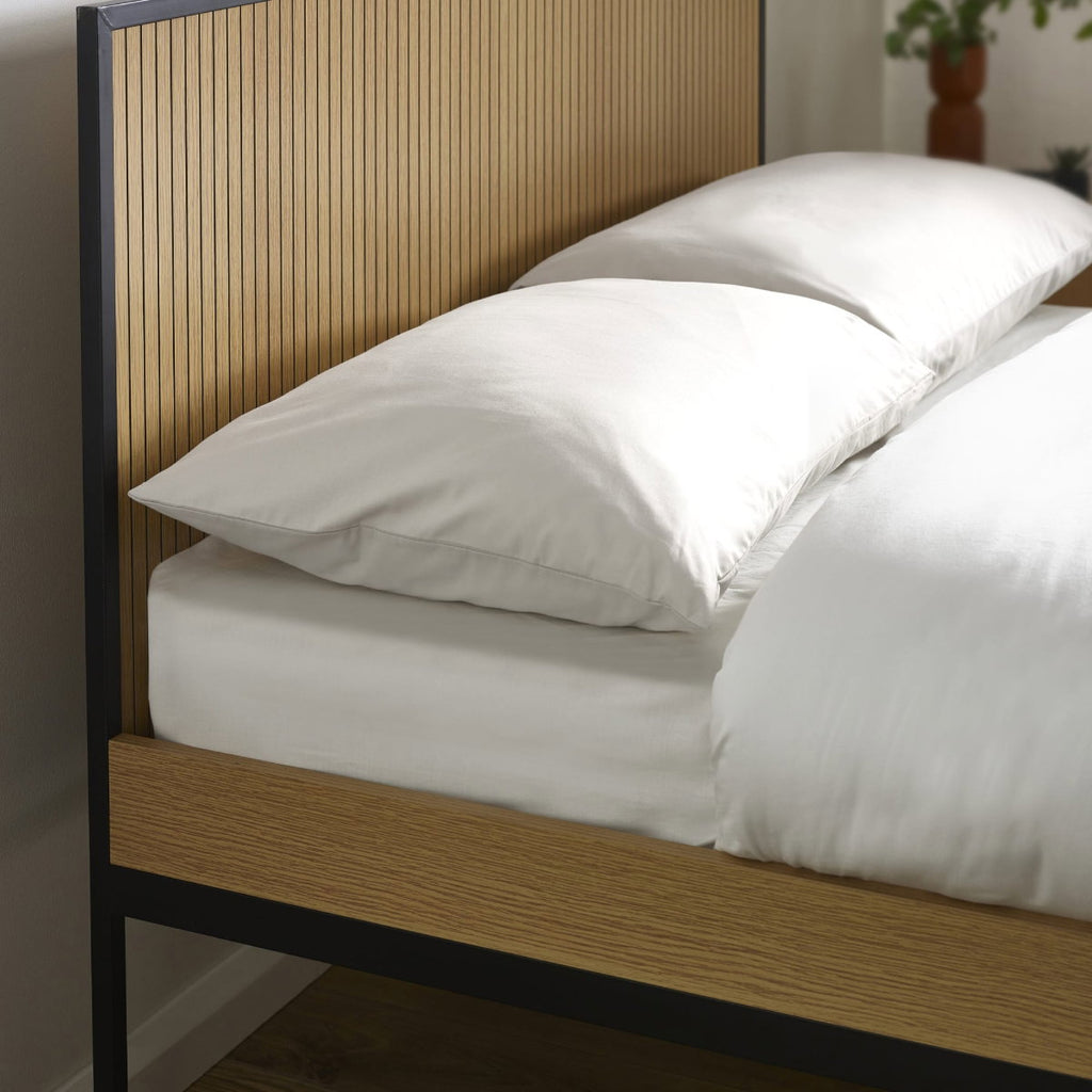 Sian Oak Effect Double Bed Frame close up